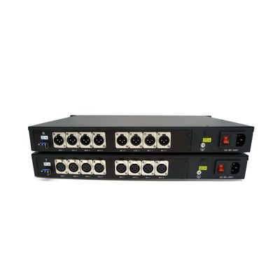 3 Pin XLR Banlanced Audio to Fiber Converter 1U Rack 8 Channels