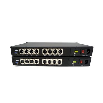 3 Pin XLR Banlanced Audio to Fiber Converter 1U Rack 8 Channels
