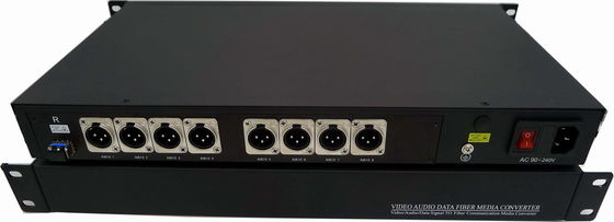 3 Pin XLR Banlanced Audio to Fiber Converter 1U Rack 8 Channels