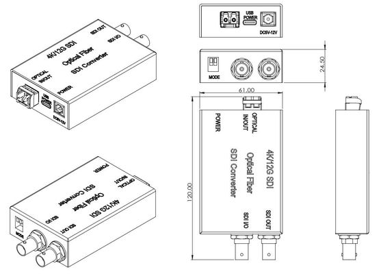 12G SDI لتحويل الألياف