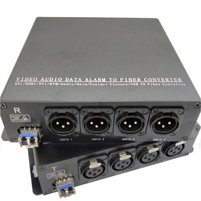 4Ch متوازن الصوت إلى محول الألياف مع XLR موصل SFP الوحدة النمطية